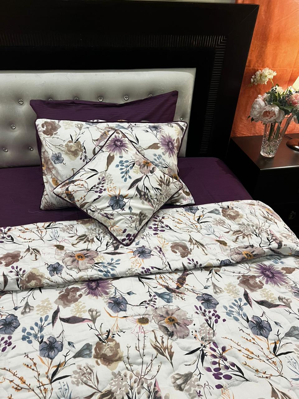IV644 Luxury Cotton Satin Comforter Set - Light Filling
