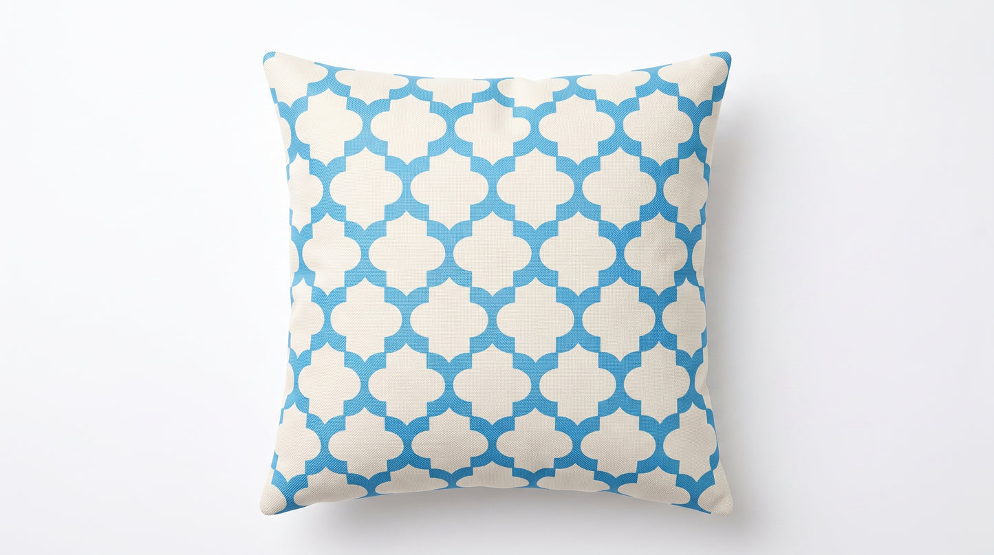 Sky Blue Trellis Moroccan Cushion Cover