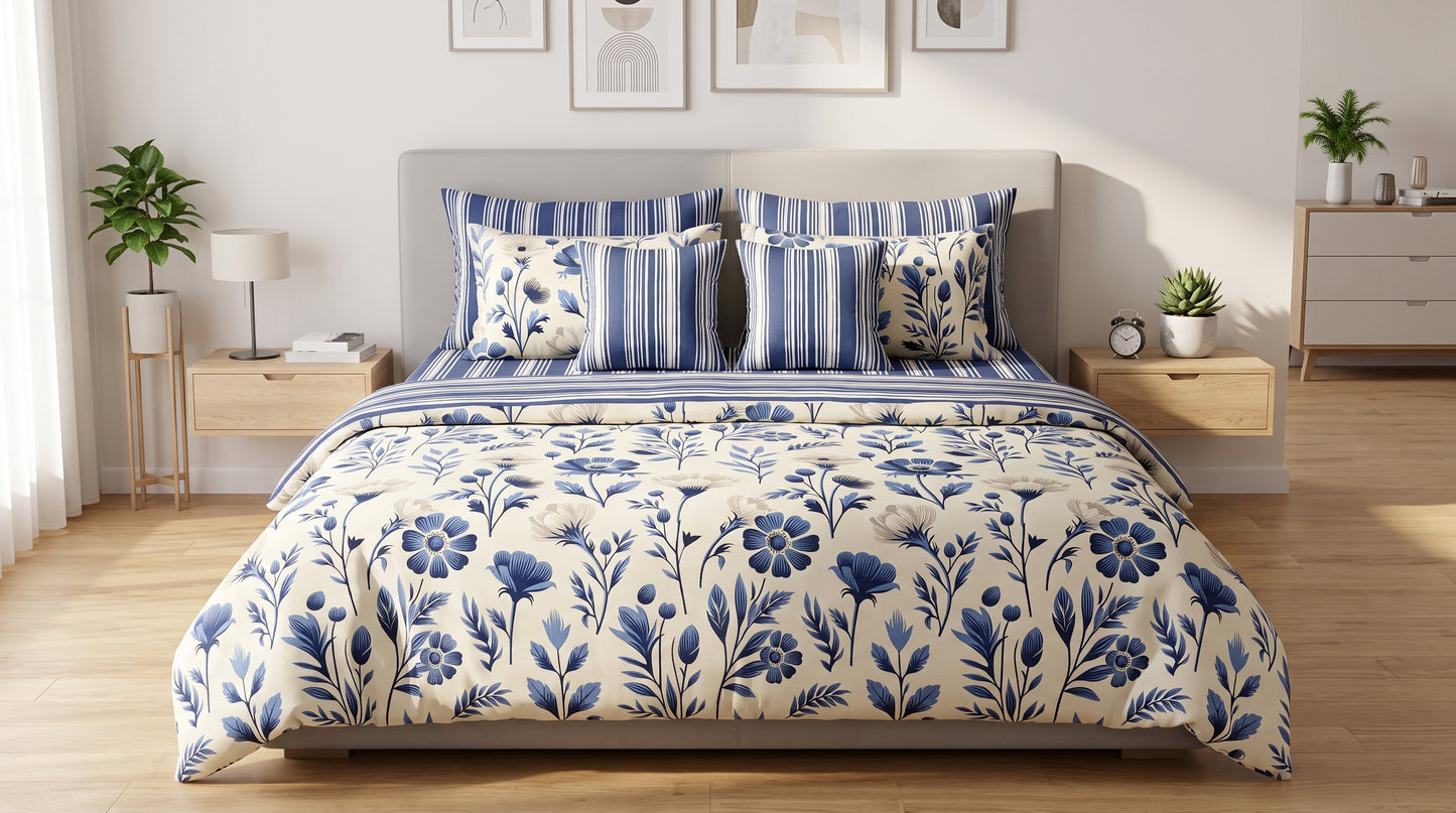 Blue Porcelain Meadow Comforter Set