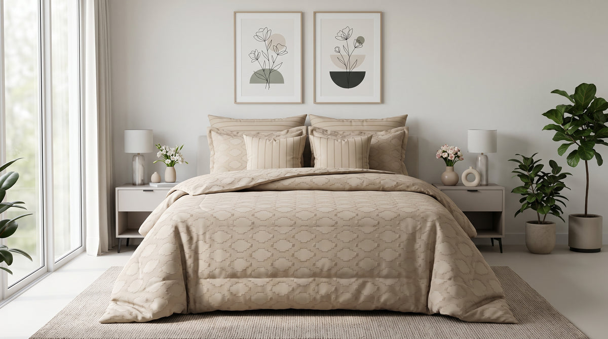 Warm Sand Textured Jacquard Comforter Set
