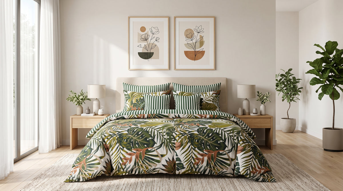 Tropical Monstera Oasis Duvet Cover Set
