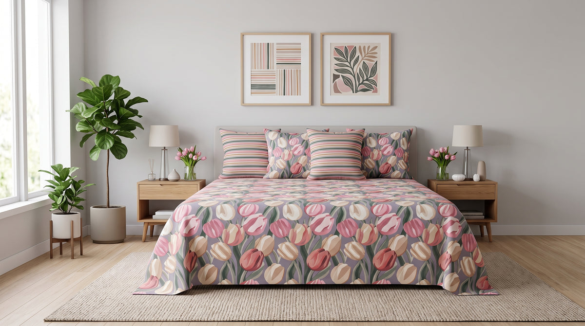 Blush Tulip Haven Bed Sheet Set