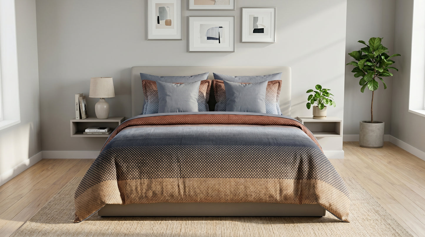 IV910 Luxury Cotton Satin Comforter Set - Light Filling