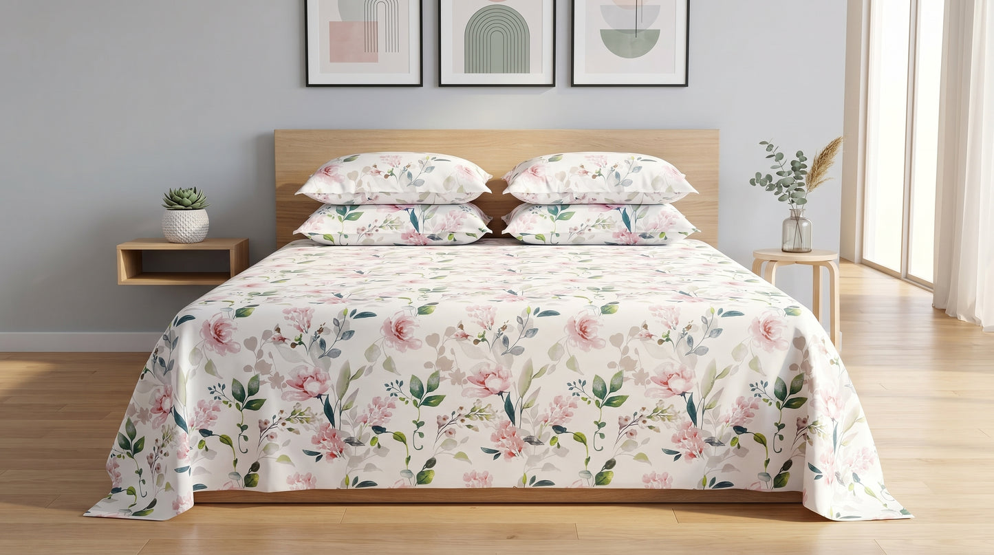 IVS921 Luxury Cotton Satin Bed Sheet Set