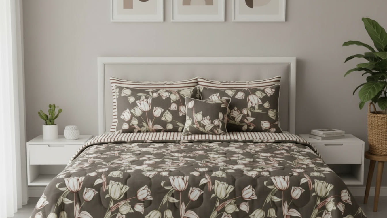 IV609 Cotton Comforter Set - Light Filling