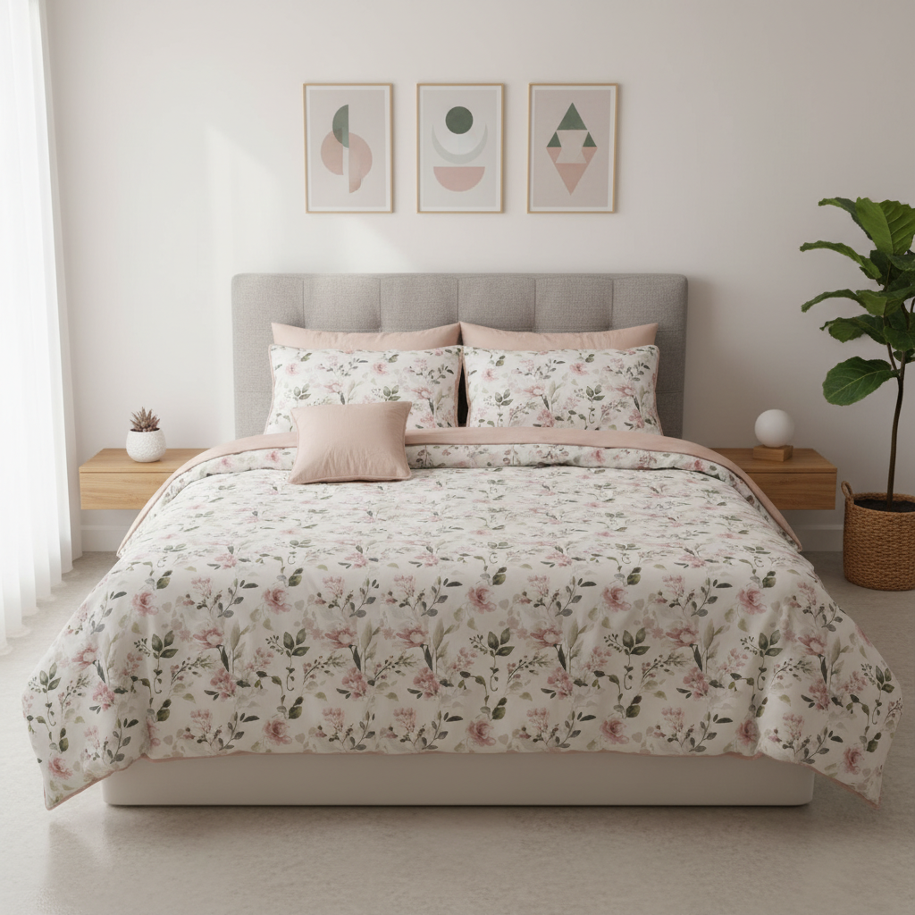 IV766 Luxury Cotton Satin Comforter Set - Light Filling