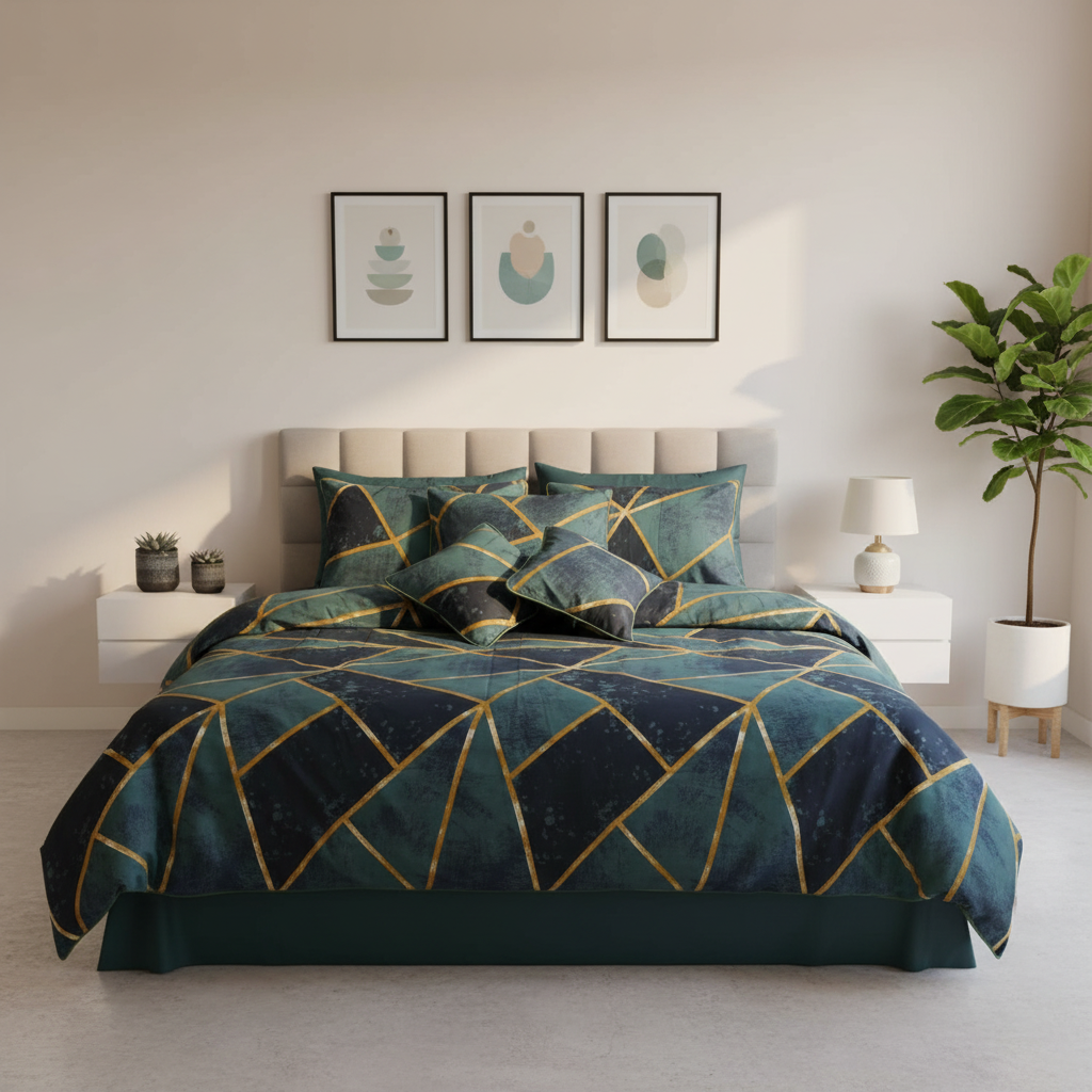 IV763 Luxury Cotton Satin Comforter Set - Light Filling