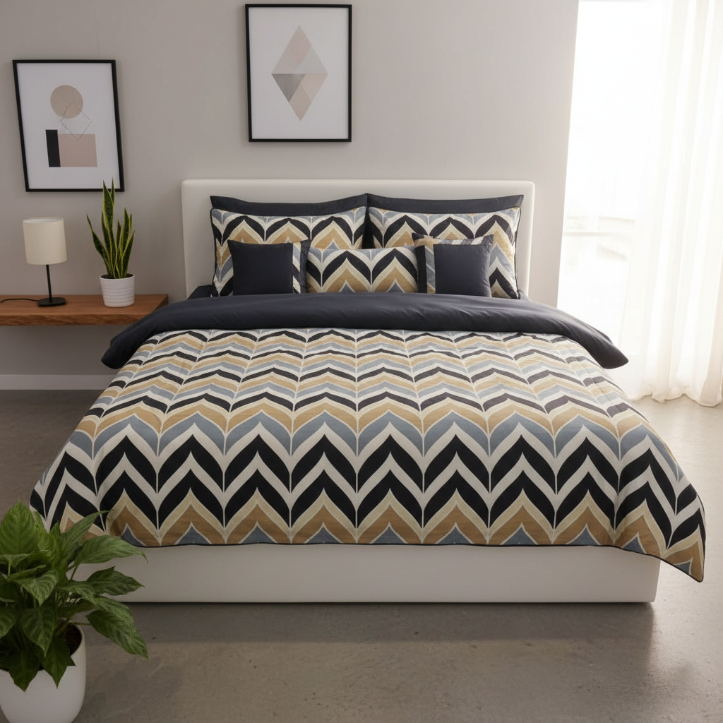 IV765 Luxury Cotton Satin Comforter Set - Light Filling