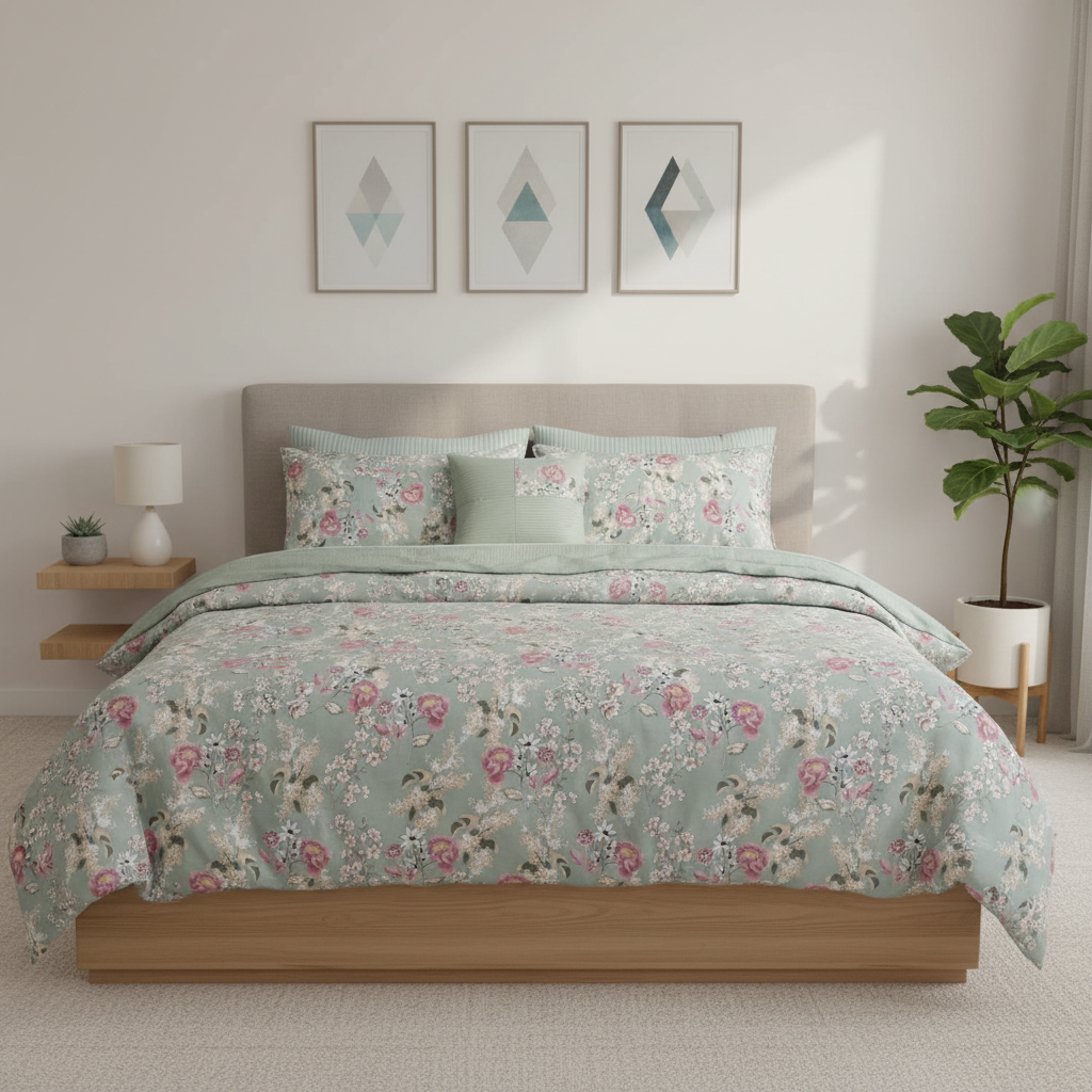IV762 Luxury Cotton Satin Comforter Set - Light Filling
