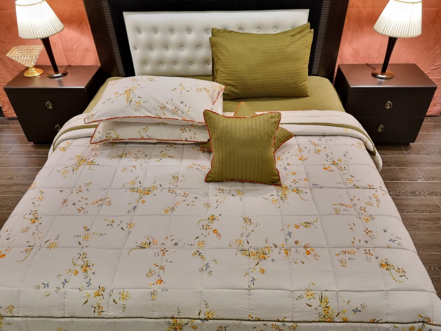 IV441 Luxury Cotton Satin Comforter Set - Light Filling
