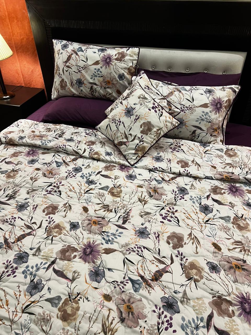 IV644 Luxury Cotton Satin Comforter Set - Light Filling