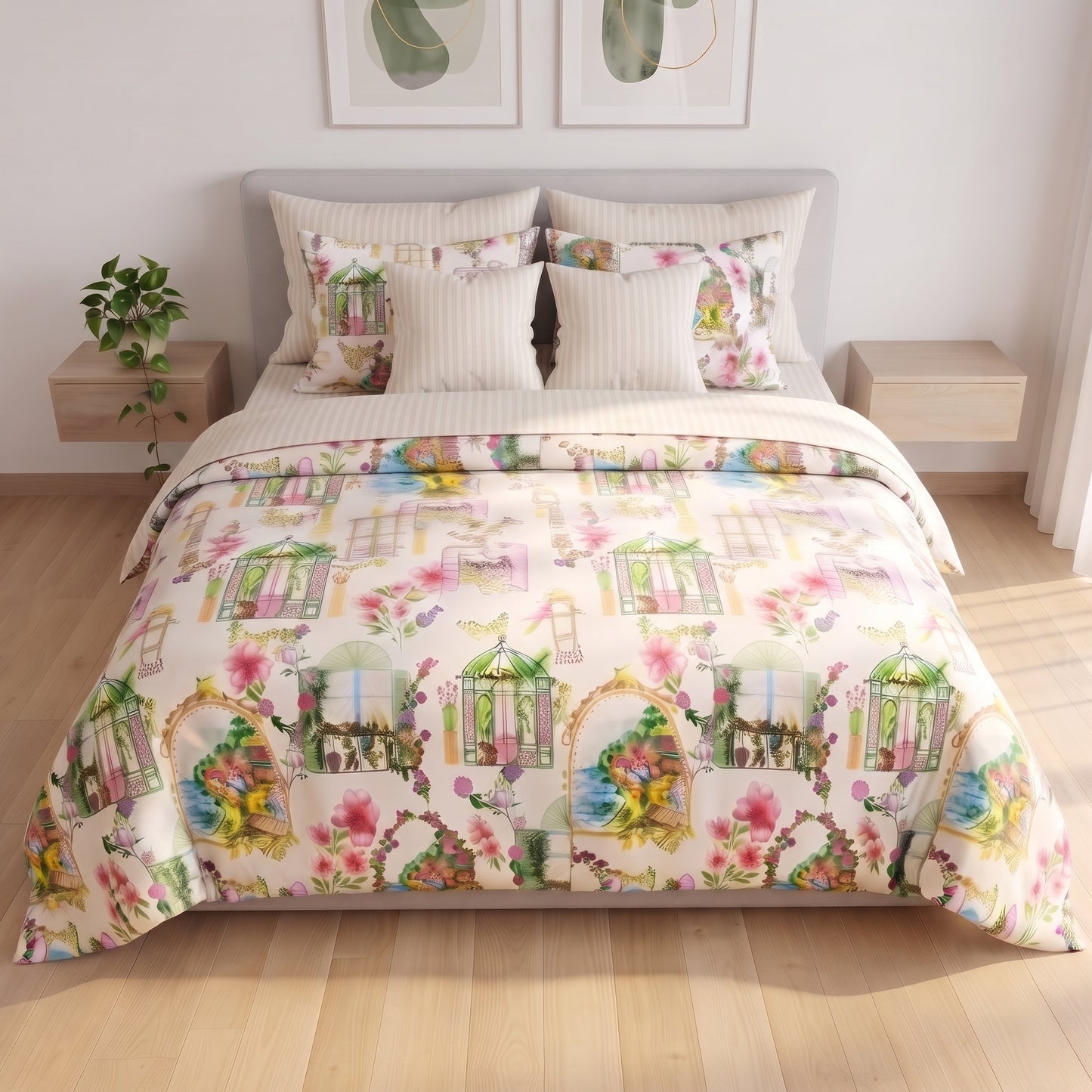 IV951 Luxury Percale Cotton Satin Comforter Set