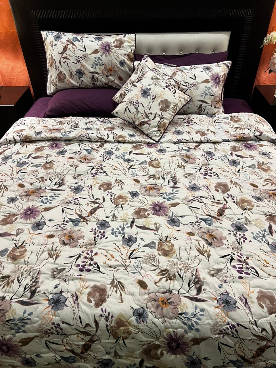 IV644 Luxury Cotton Satin Comforter Set - Light Filling