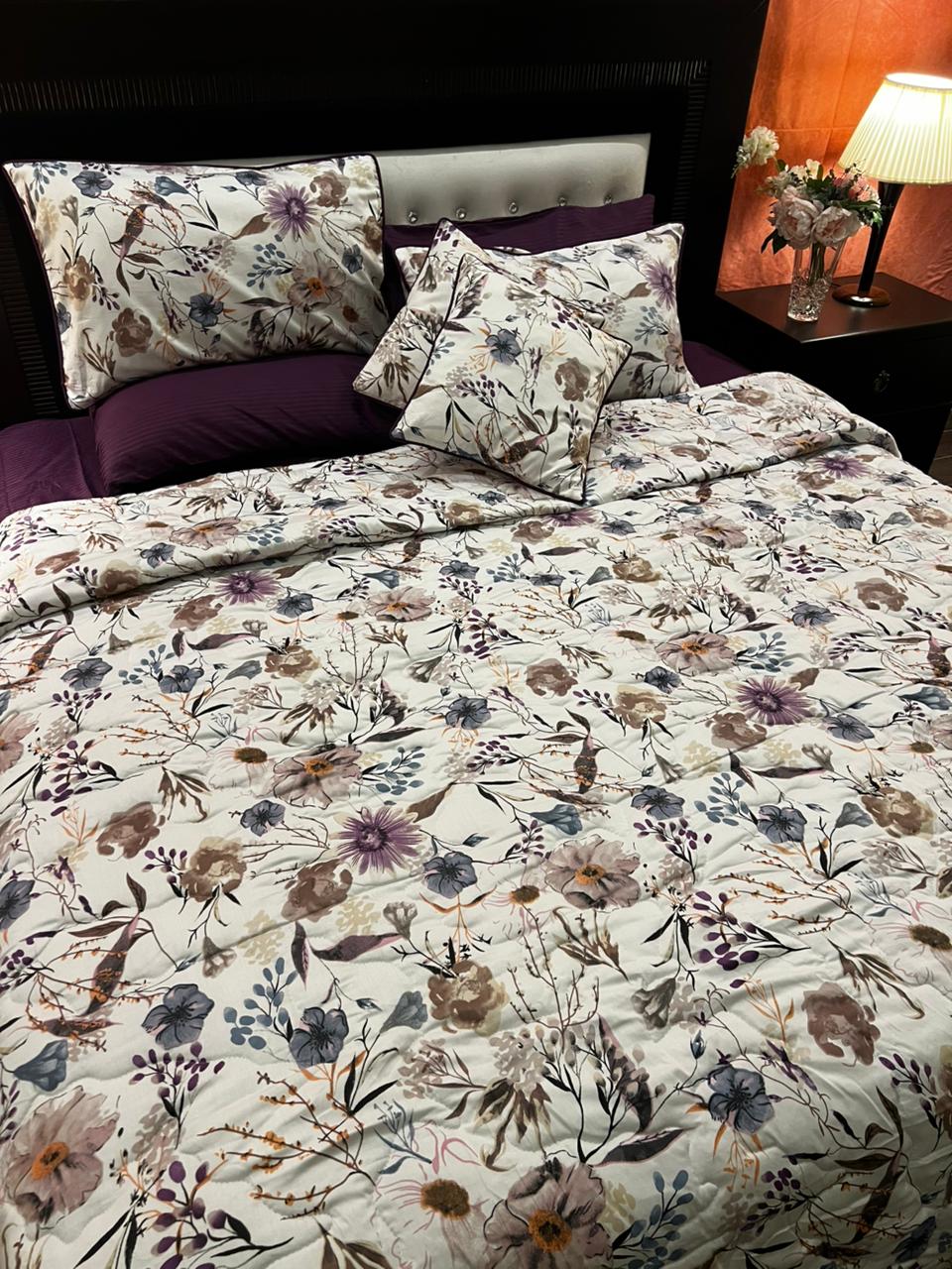 IV644 Luxury Cotton Satin Comforter Set - Light Filling