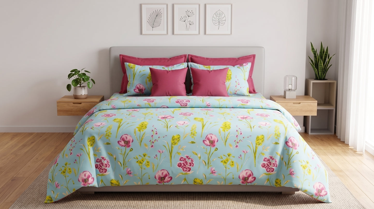 The Azure Meadow Botanical Duvet Cover Set