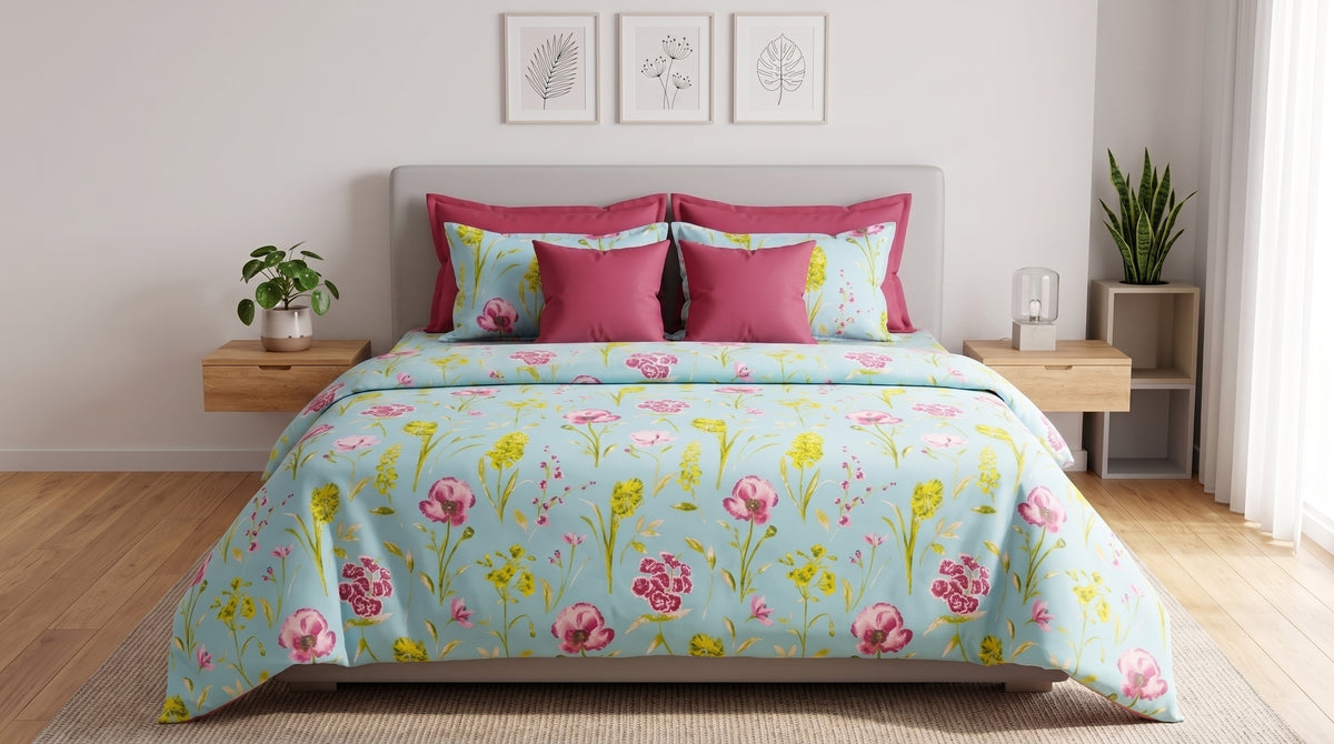 The Azure Meadow Botanical Comforter Set