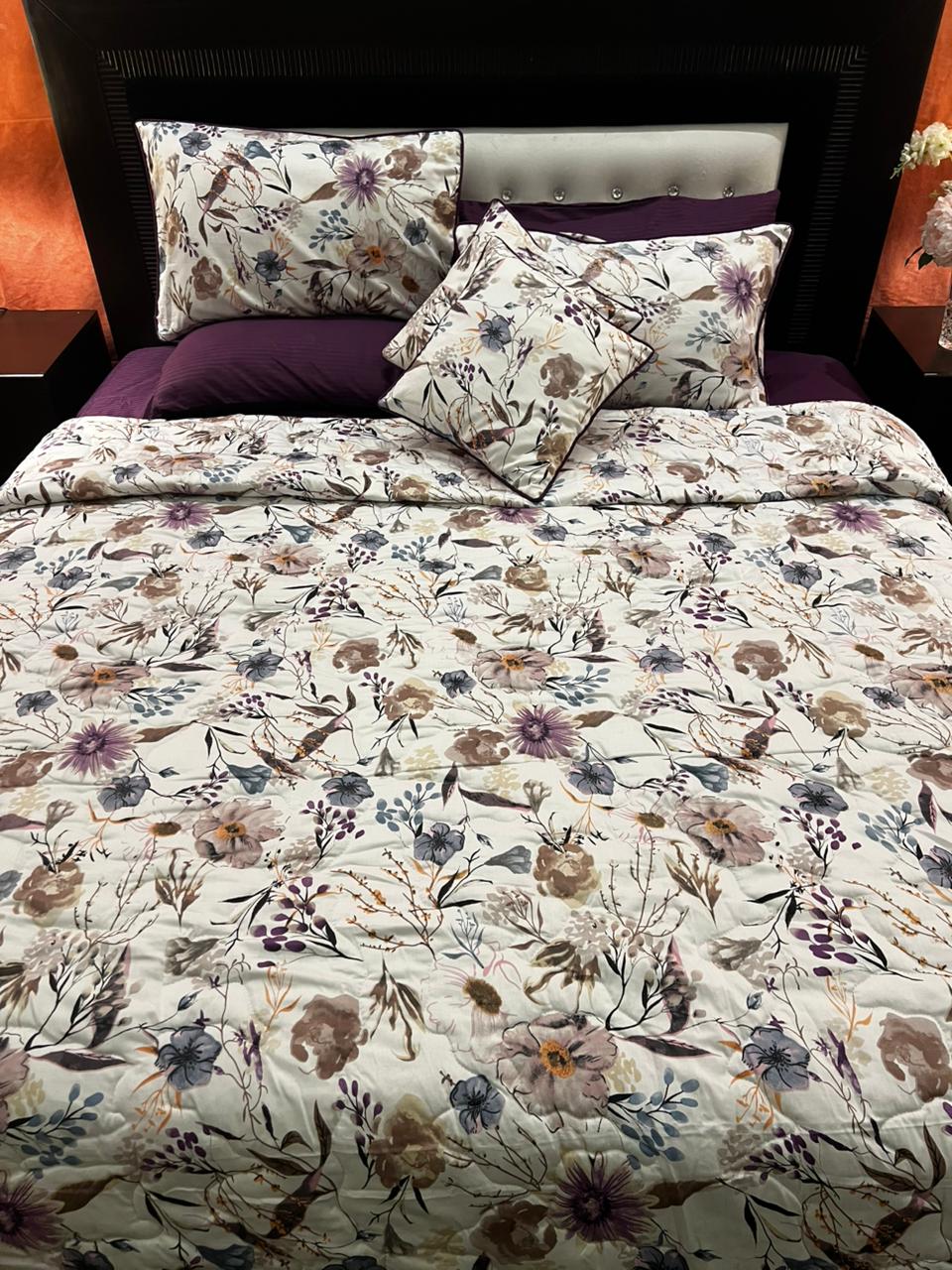 IV644 Luxury Cotton Satin Comforter Set - Light Filling