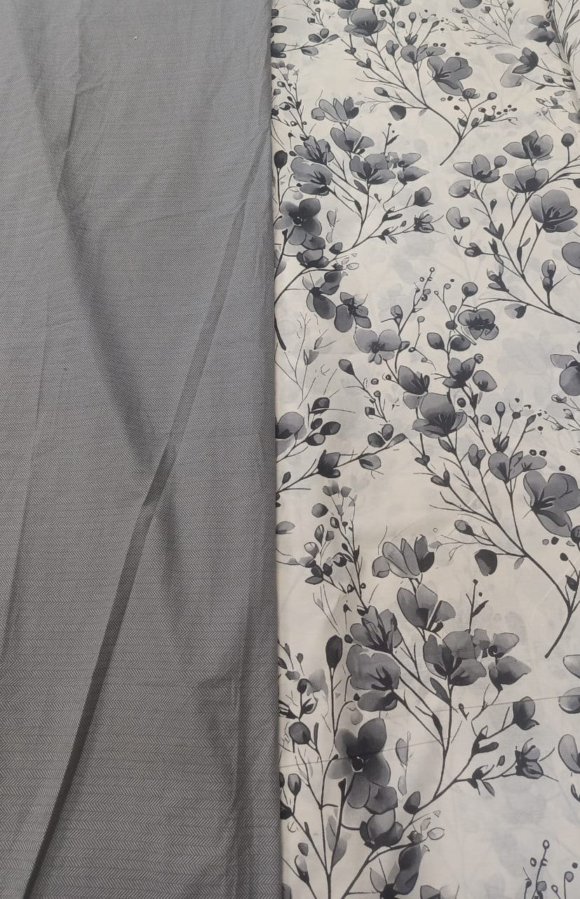 Grey Botanical Duvet Cover Set