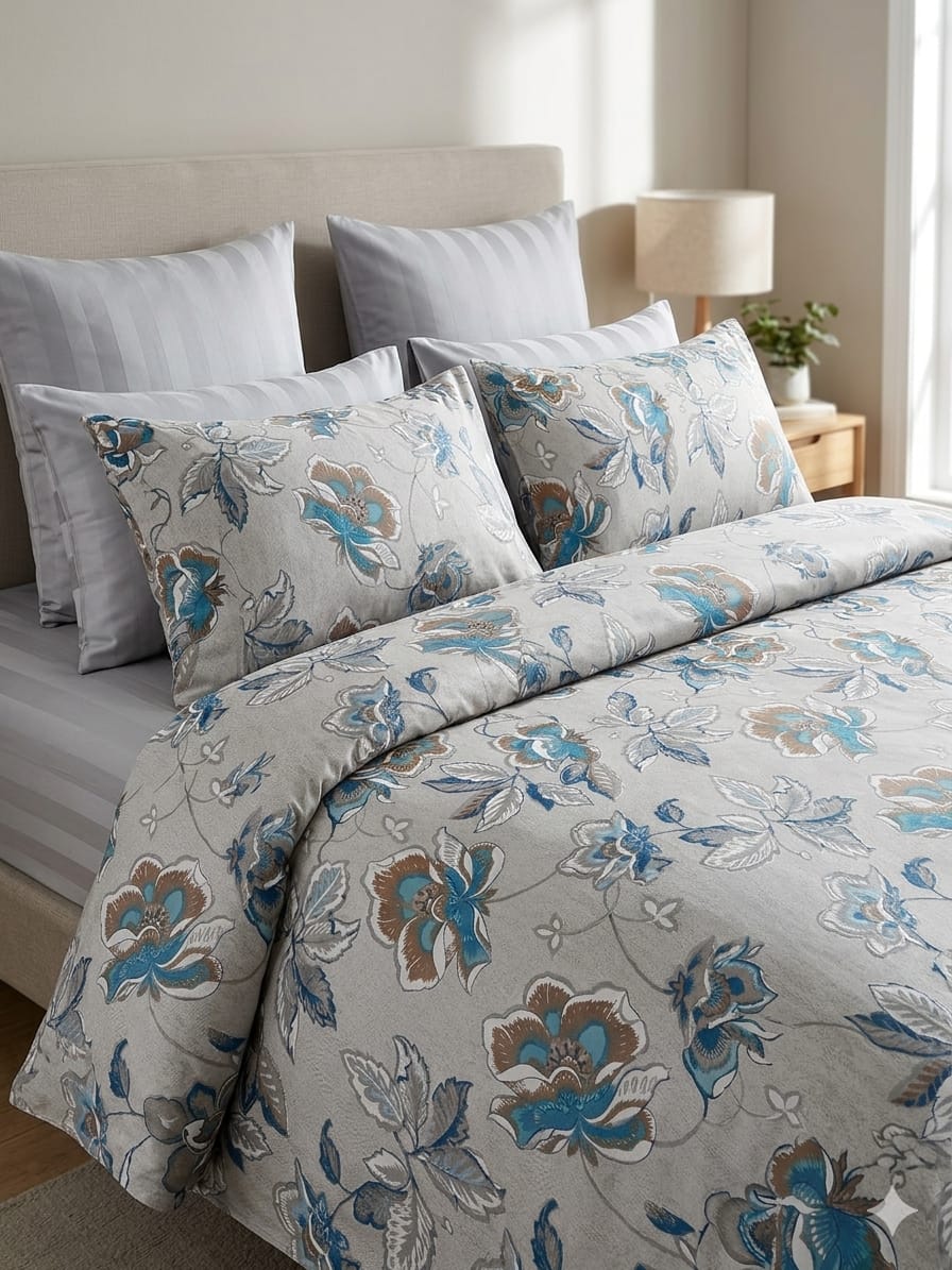 IV935 Luxury Cotton Satin Comforter Set - Light Filling