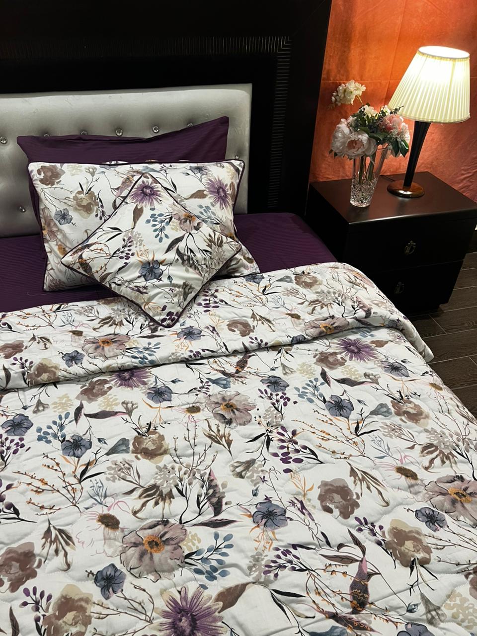 IV644 Luxury Cotton Satin Comforter Set - Light Filling