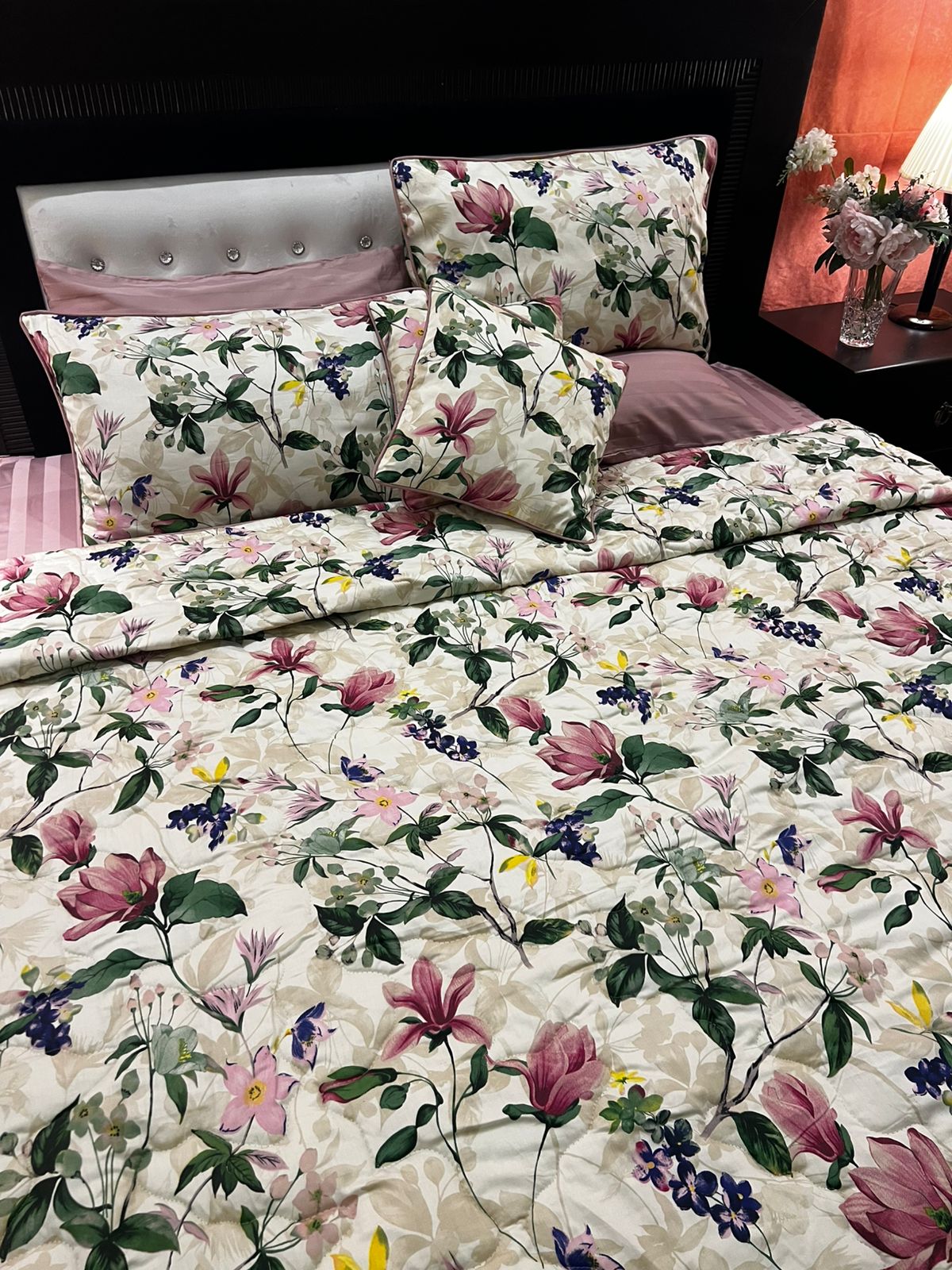 IV645 Luxury Cotton Satin Comforter Set - Light Filling