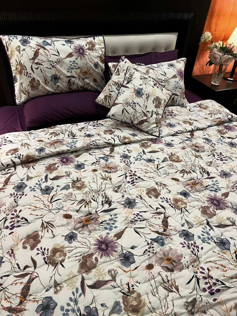 IV644 Luxury Cotton Satin Comforter Set - Light Filling