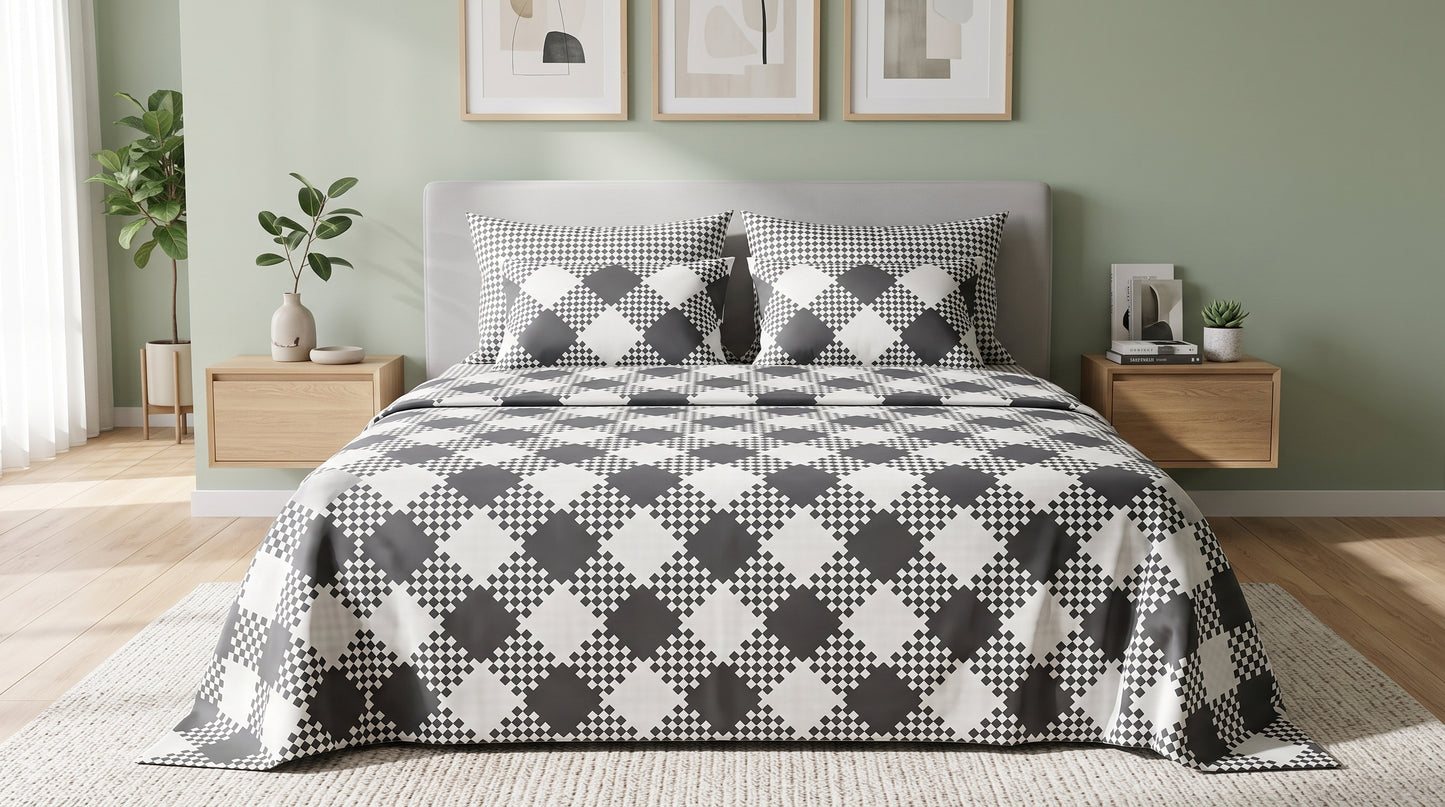 Monochrome Matrix Bed Sheet Set