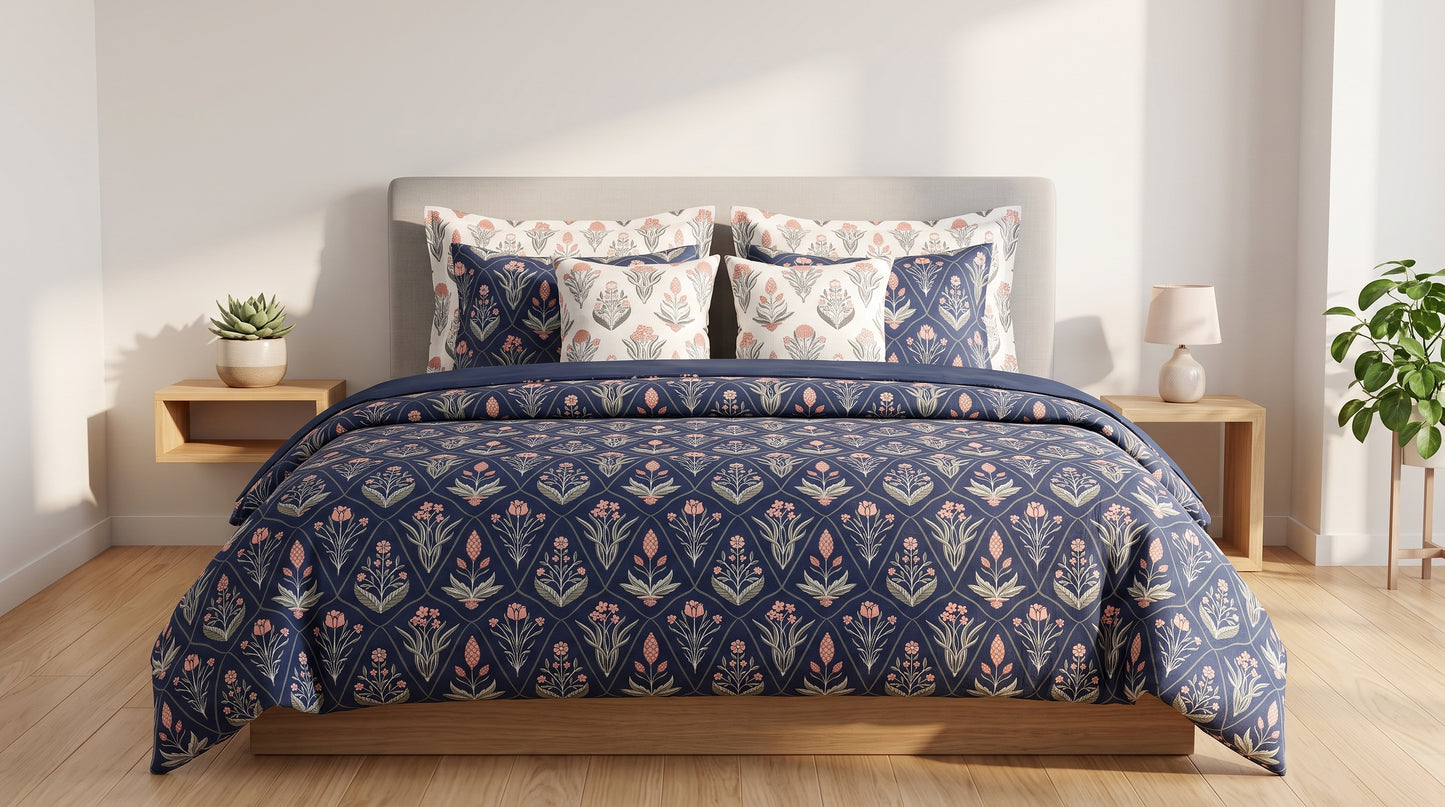 The Sapphire Bloom Comforter Set