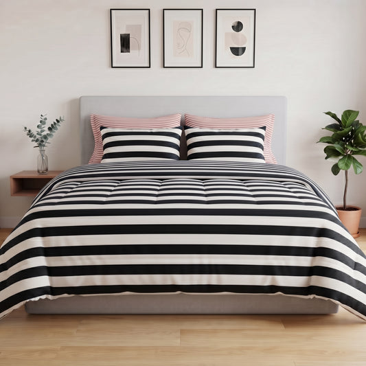 Harbor Black & Coral Percale Duvet Cover Set