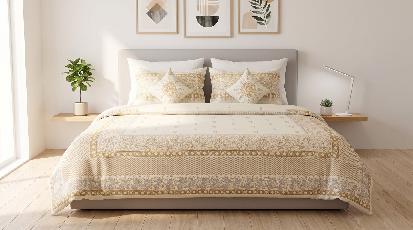 Golden Ochre Heritage Block Print Comforter Set