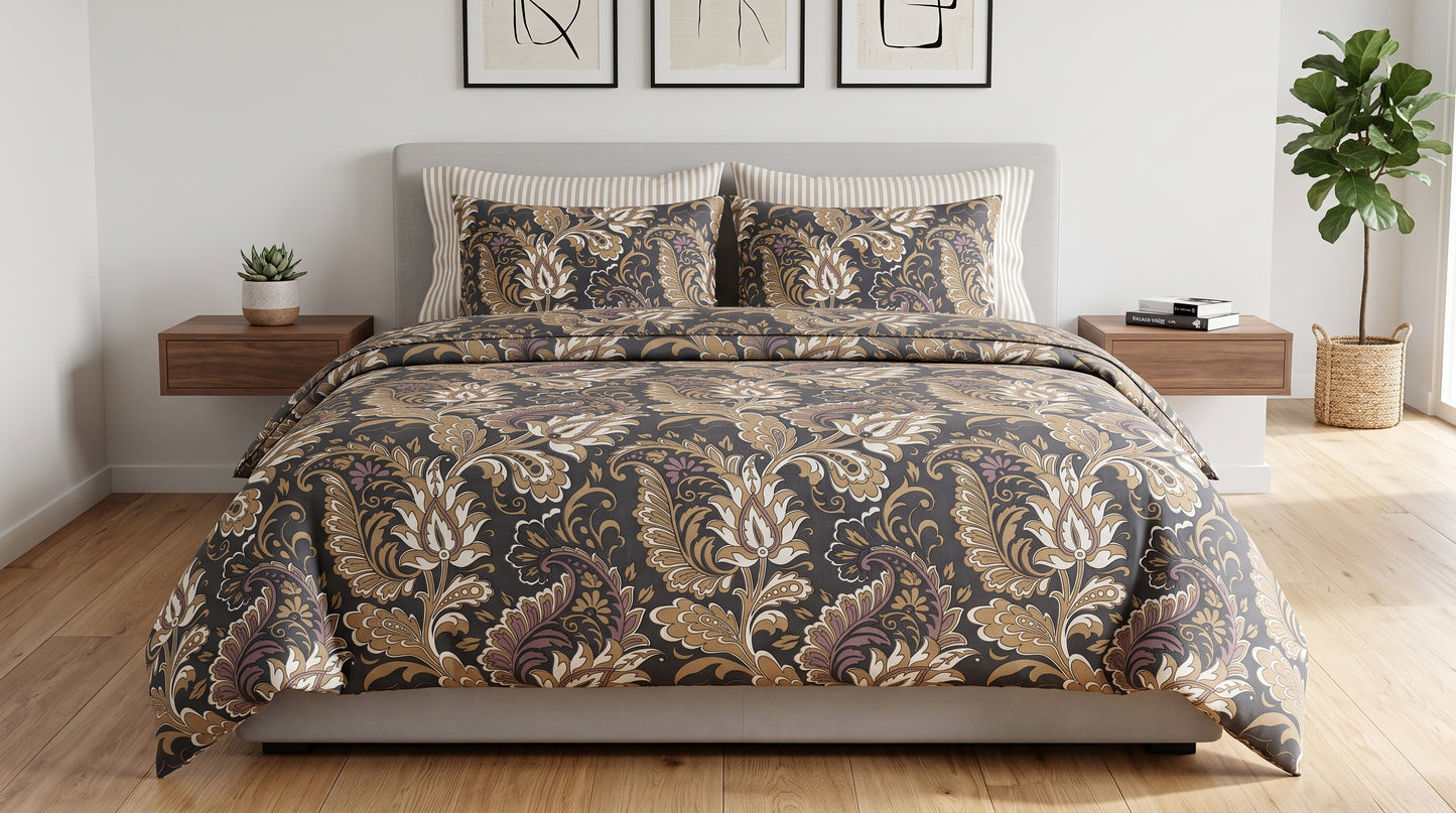 Midnight Damask Duvet Cover Set