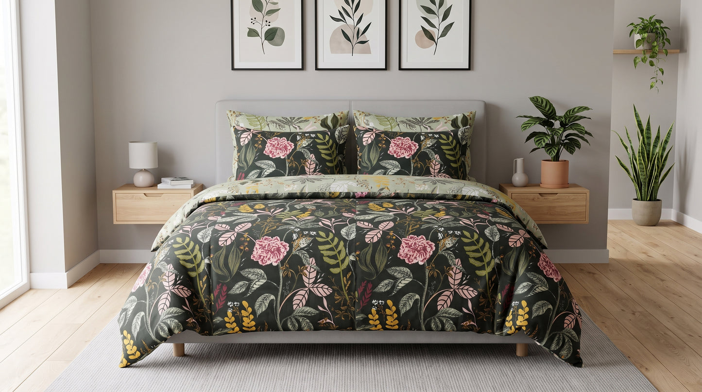 Midnight Garden Floral Duvet Cover Set