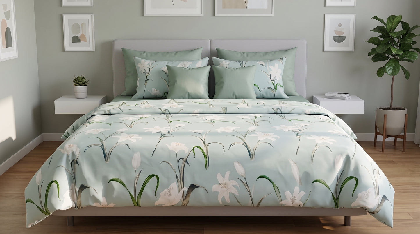 The Serene Lily Botanical Comforter Set