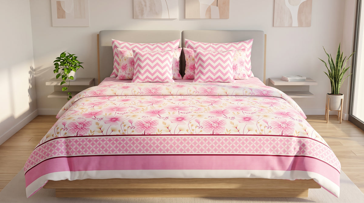 Rose Quartz Garden Duvet Cover Set