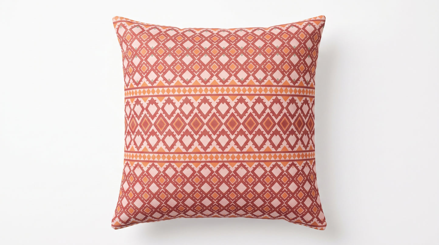 Terracotta Lattice Ethnic Cushion Cover