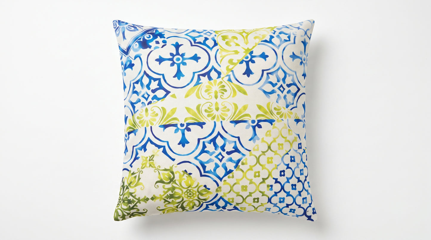 Mediterranean Tile Azure Cushion Cover