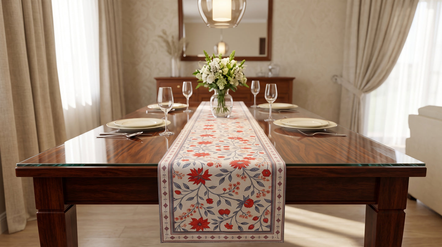 Terracotta Bloom Botanical Table Runner