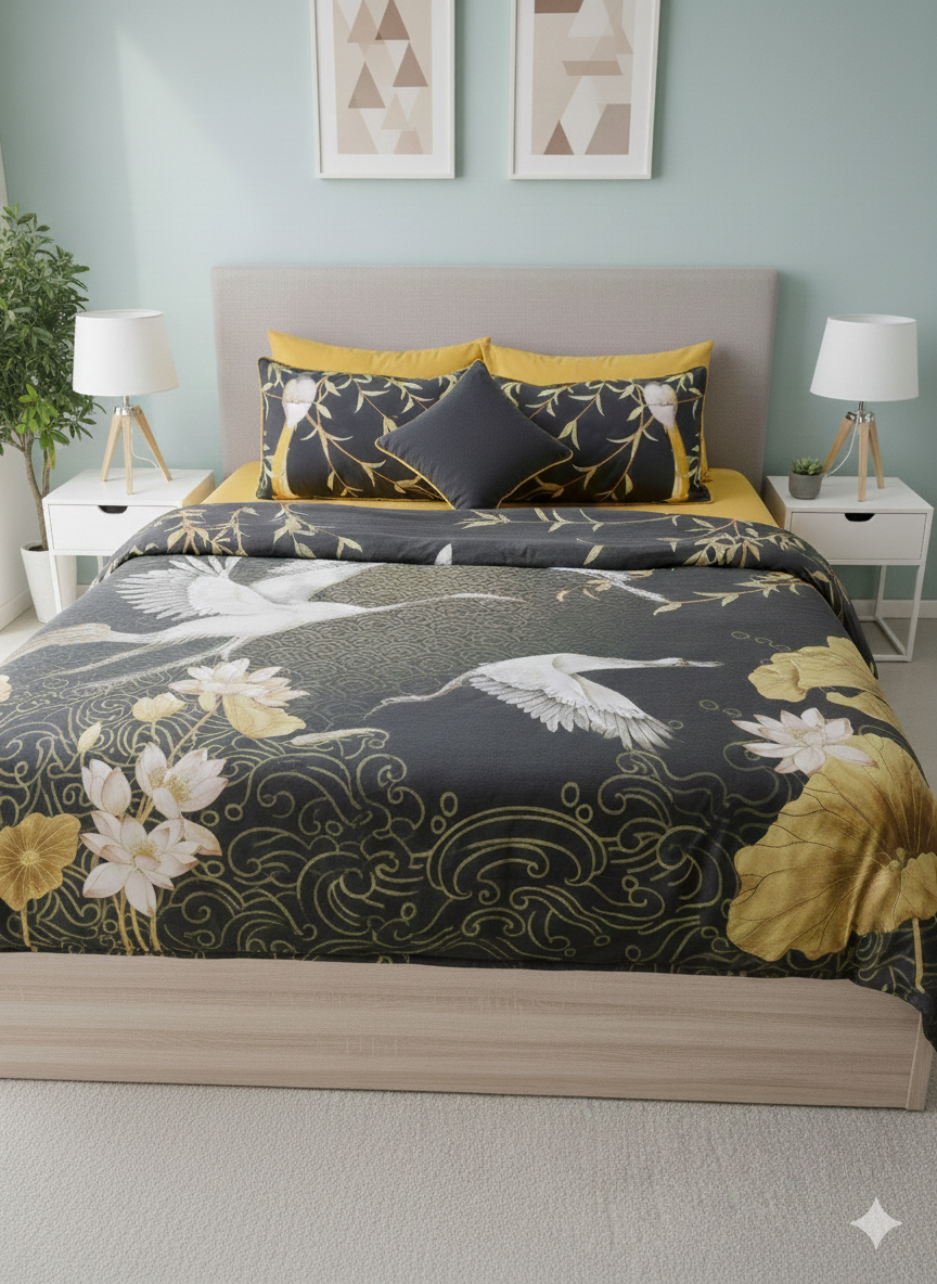 IV900011 Luxury Cotton Satin Comforter Set - Light Filling