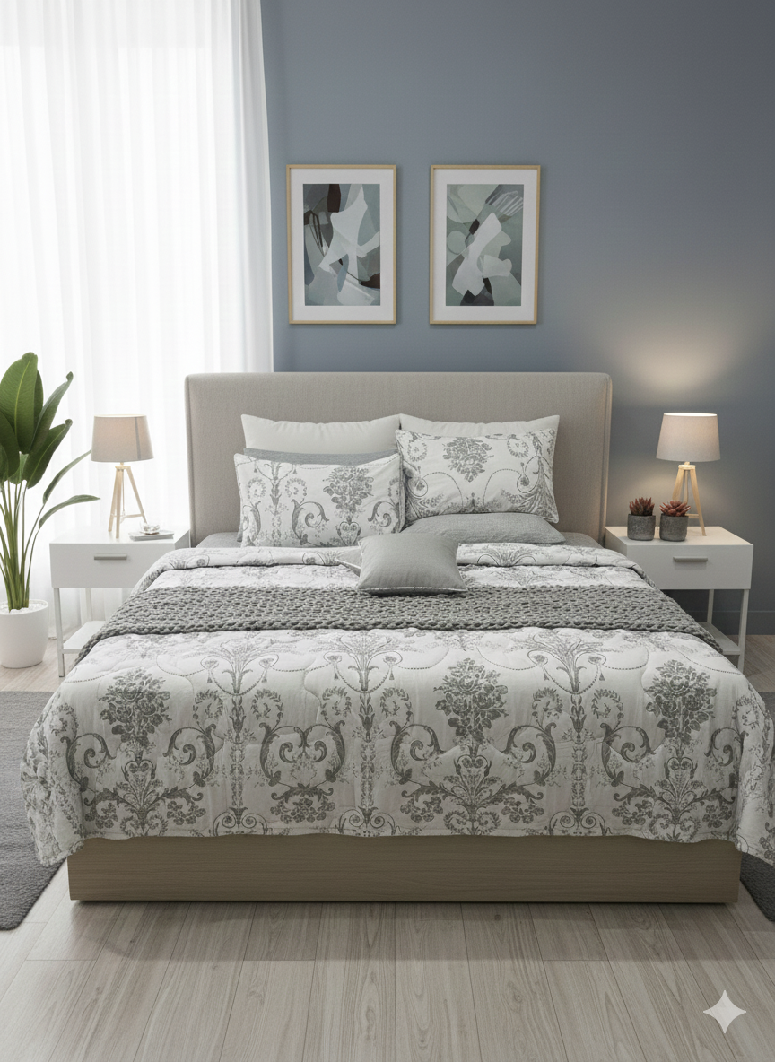IV629 Percale Cotton Comforter Set - Light Filling