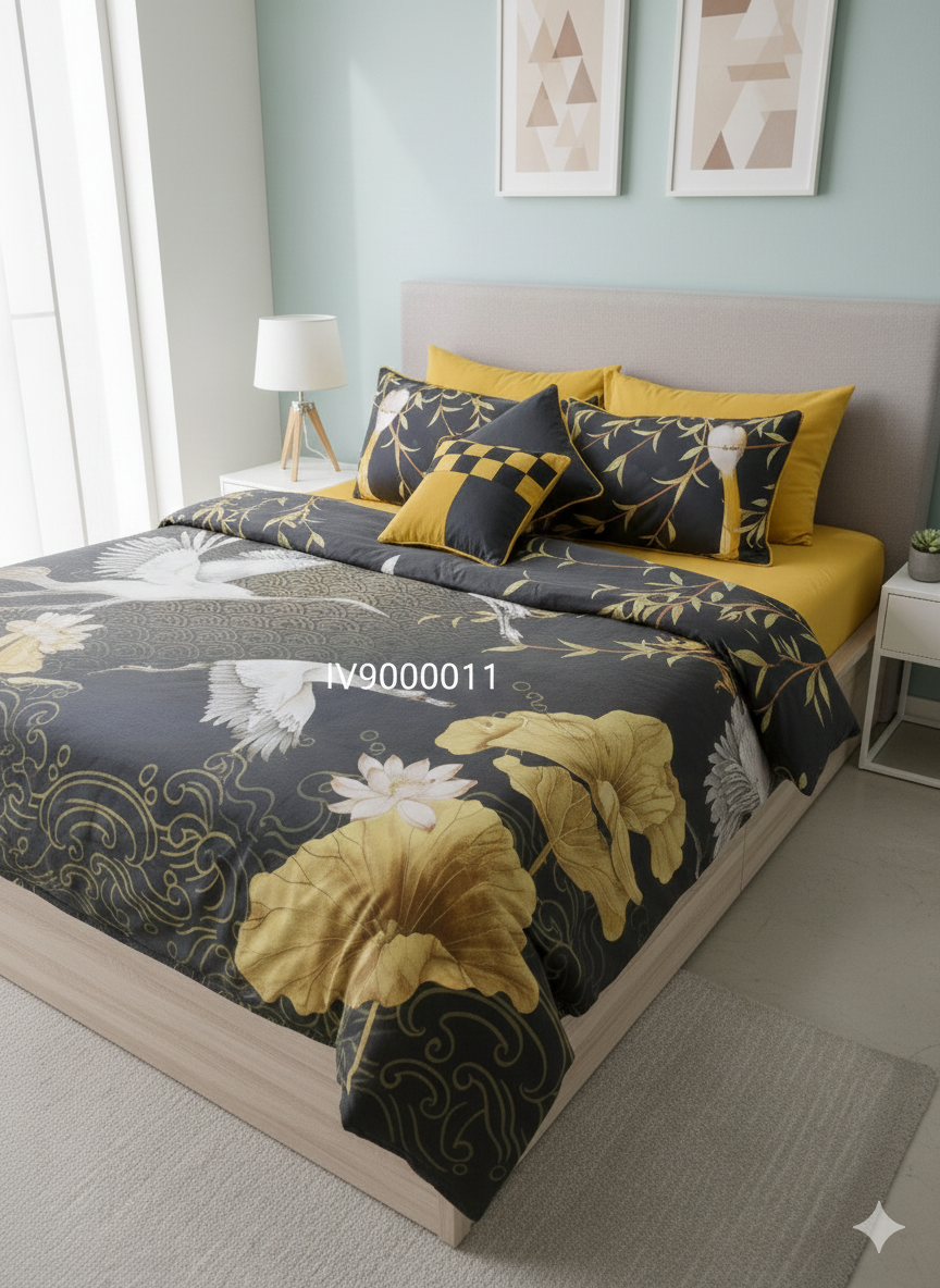 IV900011 Luxury Cotton Satin Comforter Set - Light Filling