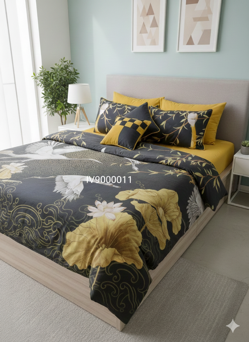 IV900011 Luxury Cotton Satin Comforter Set - Light Filling