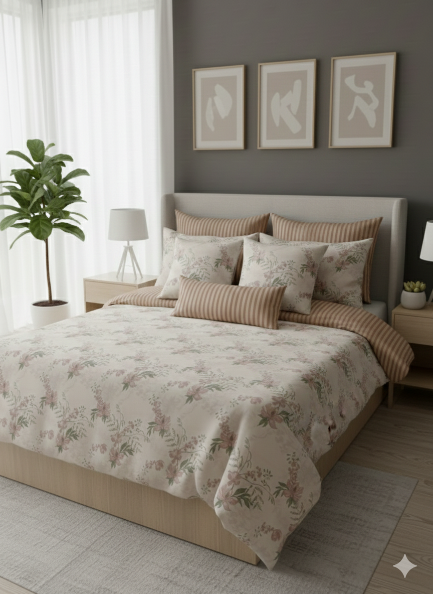 IV749 Cotton Comforter Set - Light Filling