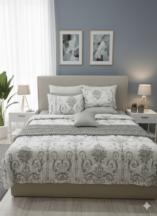 IV629 Percale Cotton Comforter Set - Light Filling