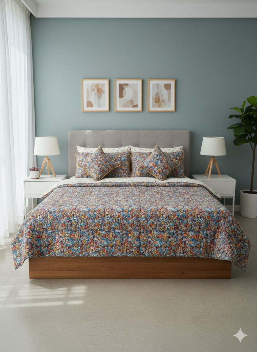 IV595 Cotton Comforter Set - Light Filling