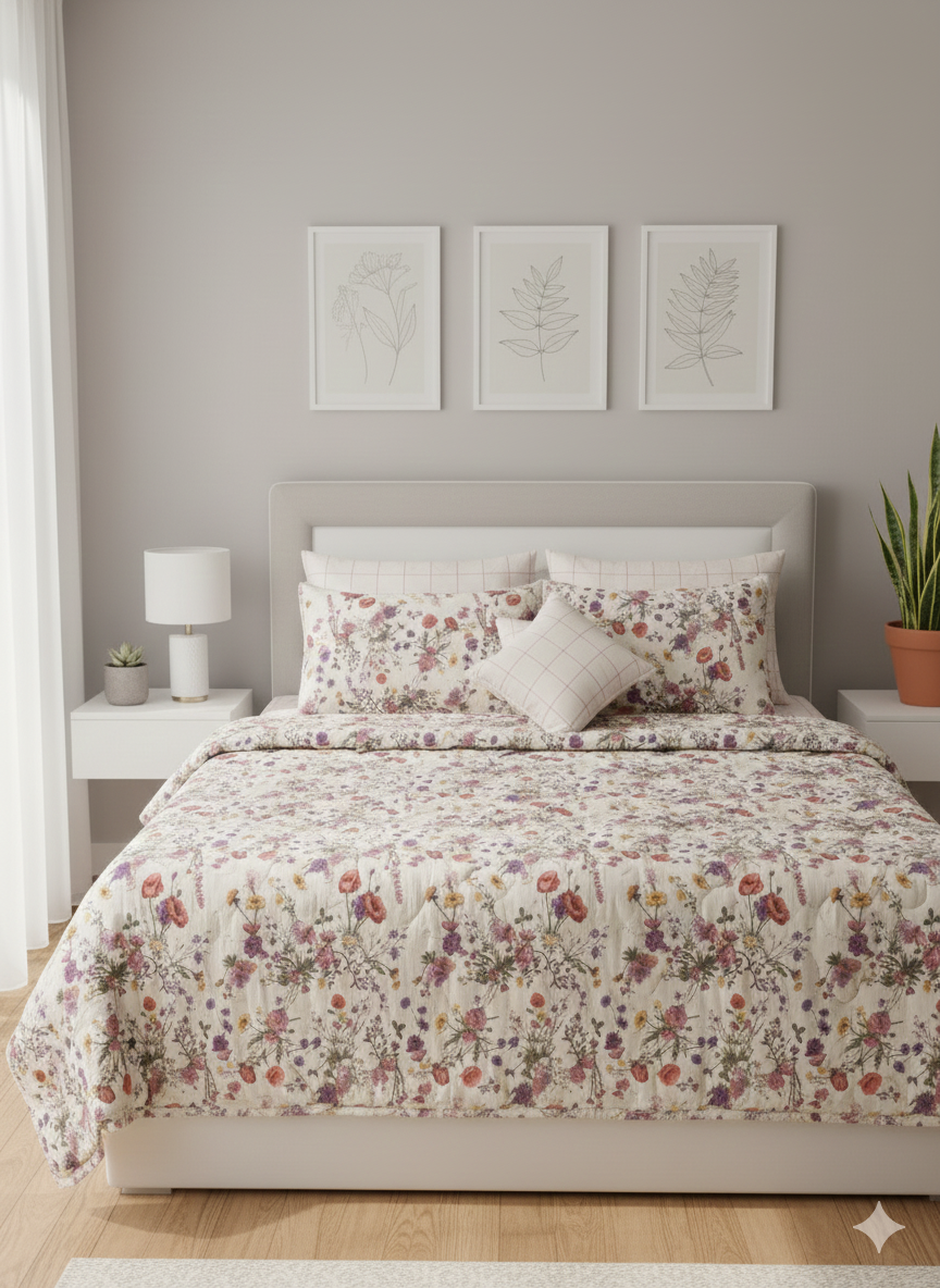 IV604 Cotton Comforter Set - Light Filling