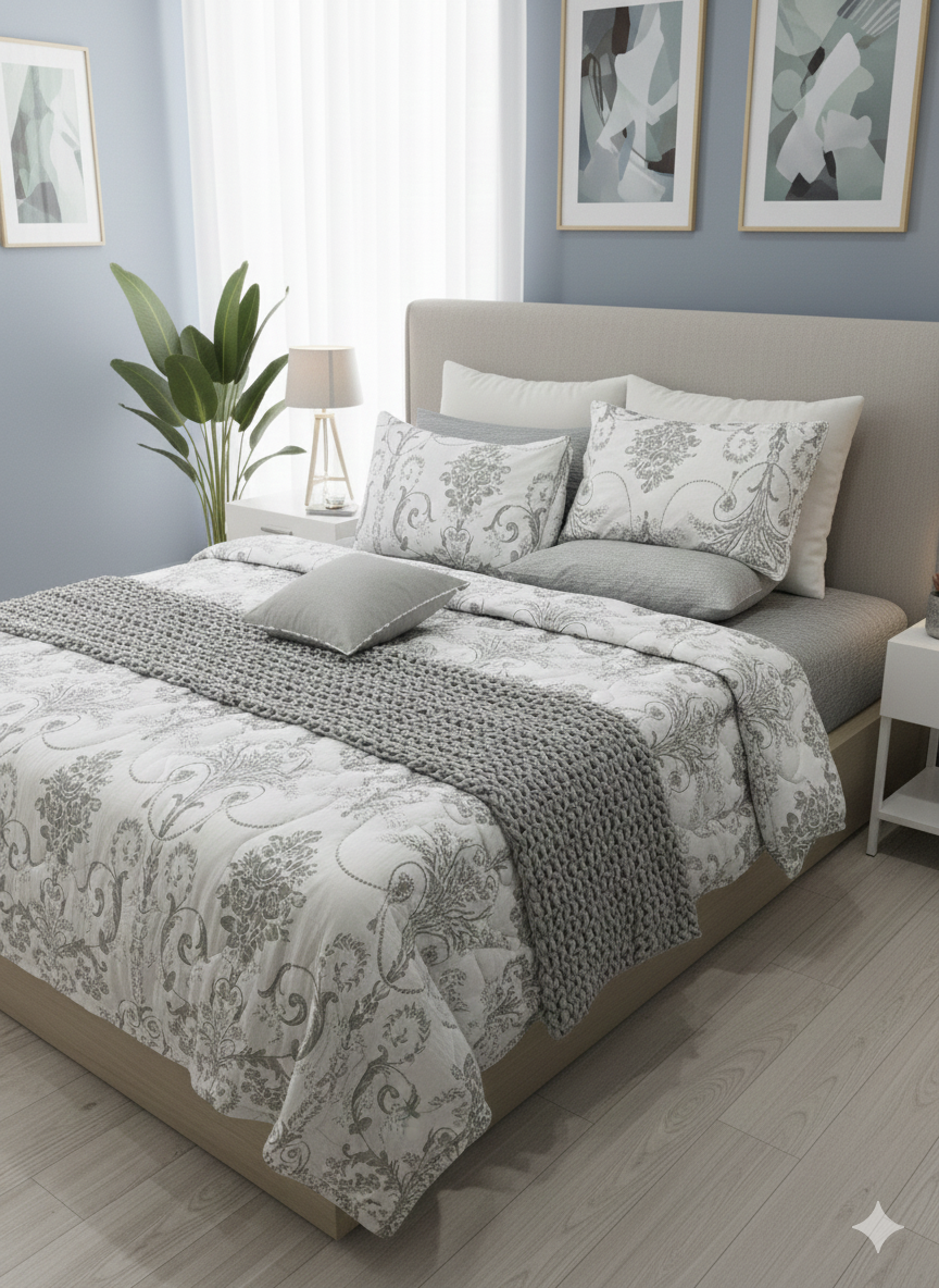 IV629 Percale Cotton Comforter Set - Light Filling