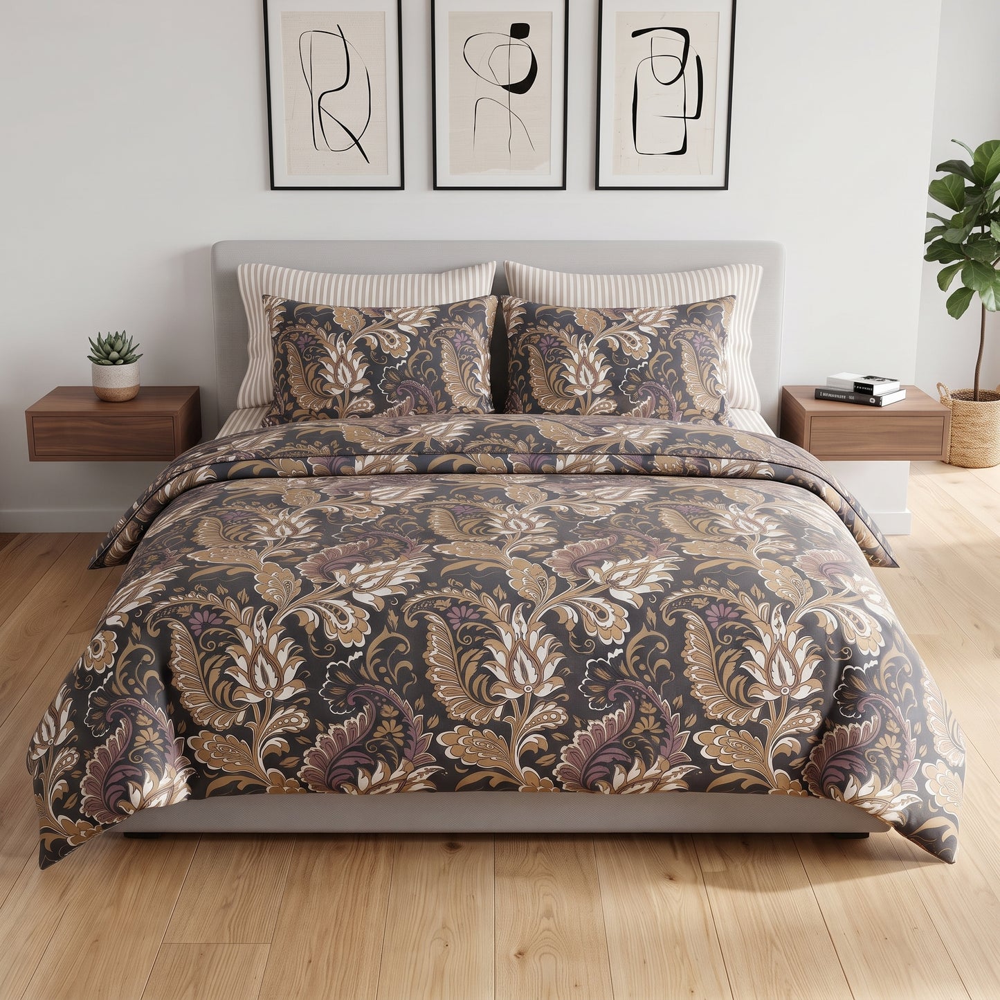 Midnight Damask Duvet Cover Set
