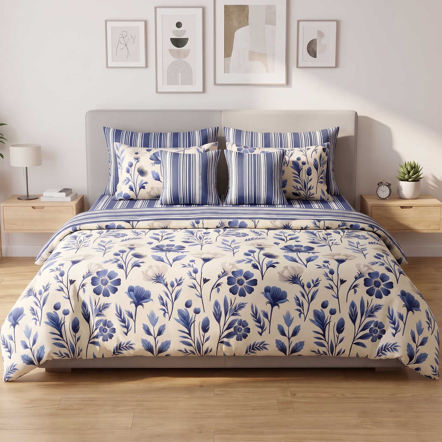 Blue Porcelain Meadow Comforter Set