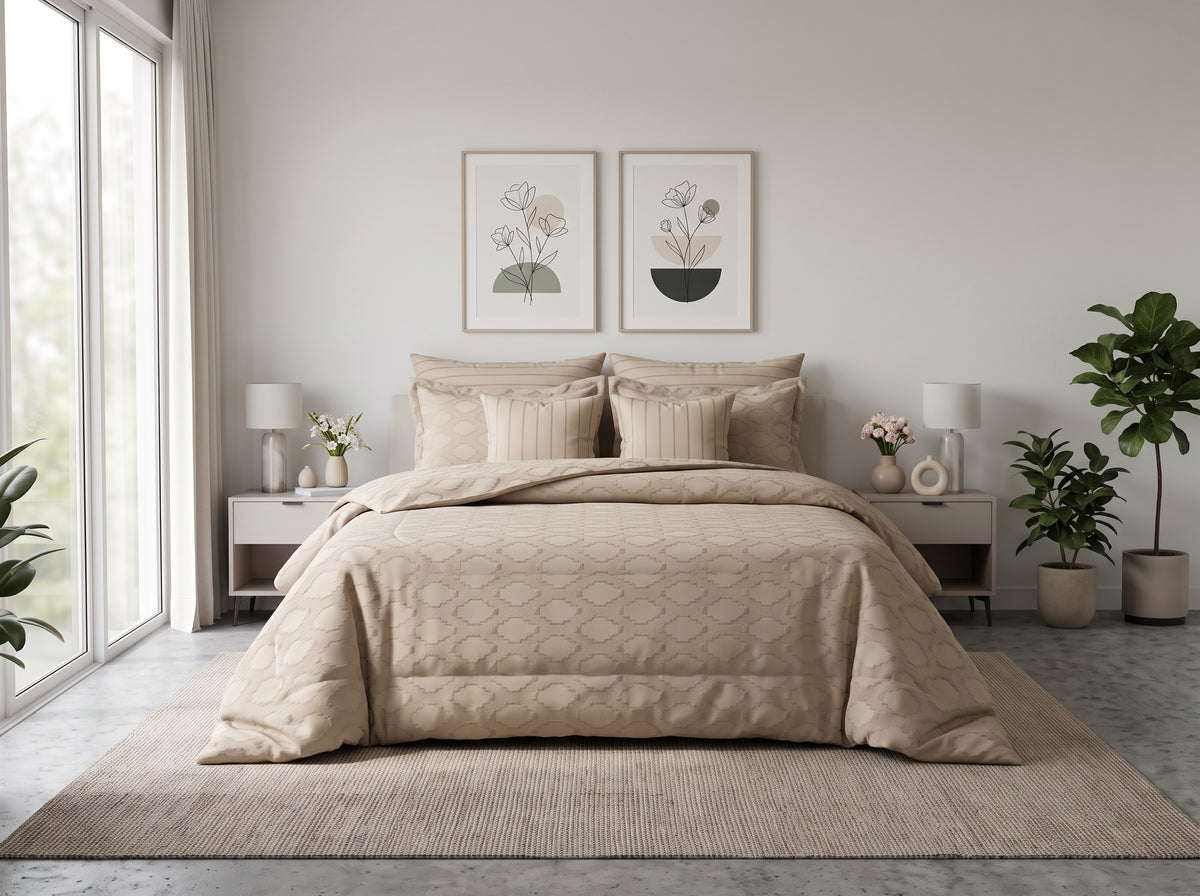 Warm Sand Textured Jacquard Comforter Set