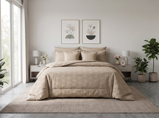 Warm Sand Textured Jacquard Comforter Set